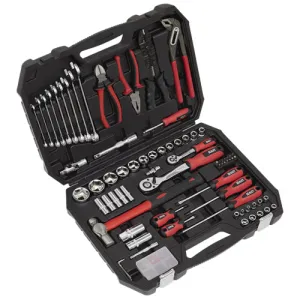 Sealey AK7400 Mechanic's Tool Kit 100 Piece Sockets Screwdriver Hammer Spanner Spark