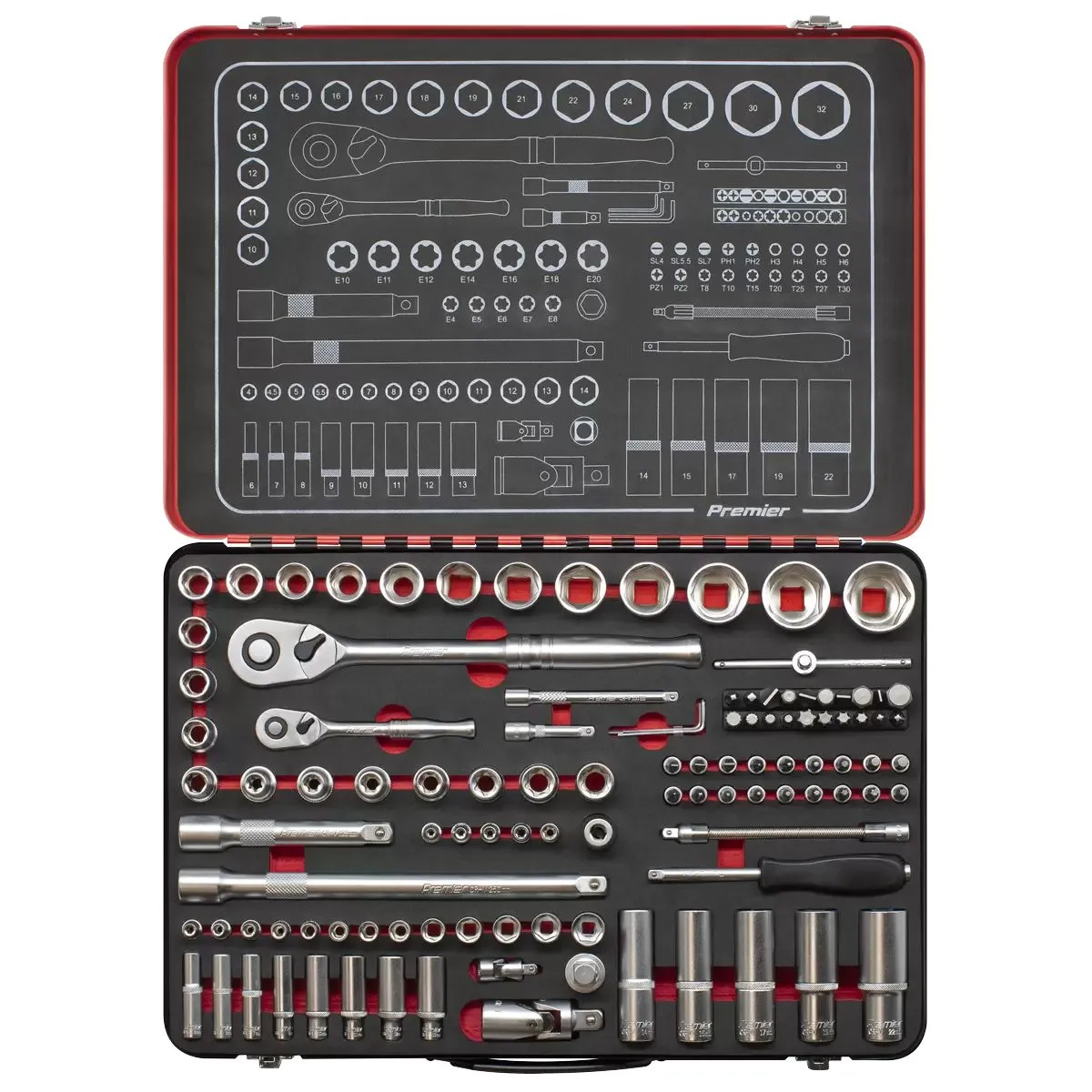 Sealey AK7926 Socket Set Drive 1/4 & 1/2Sq 108pc