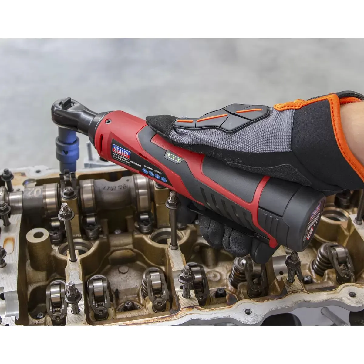 Sealey CP1202KIT 12V Ratchet Wrench Kit 3/8Sq Drive with 2 Batteries & Charger
