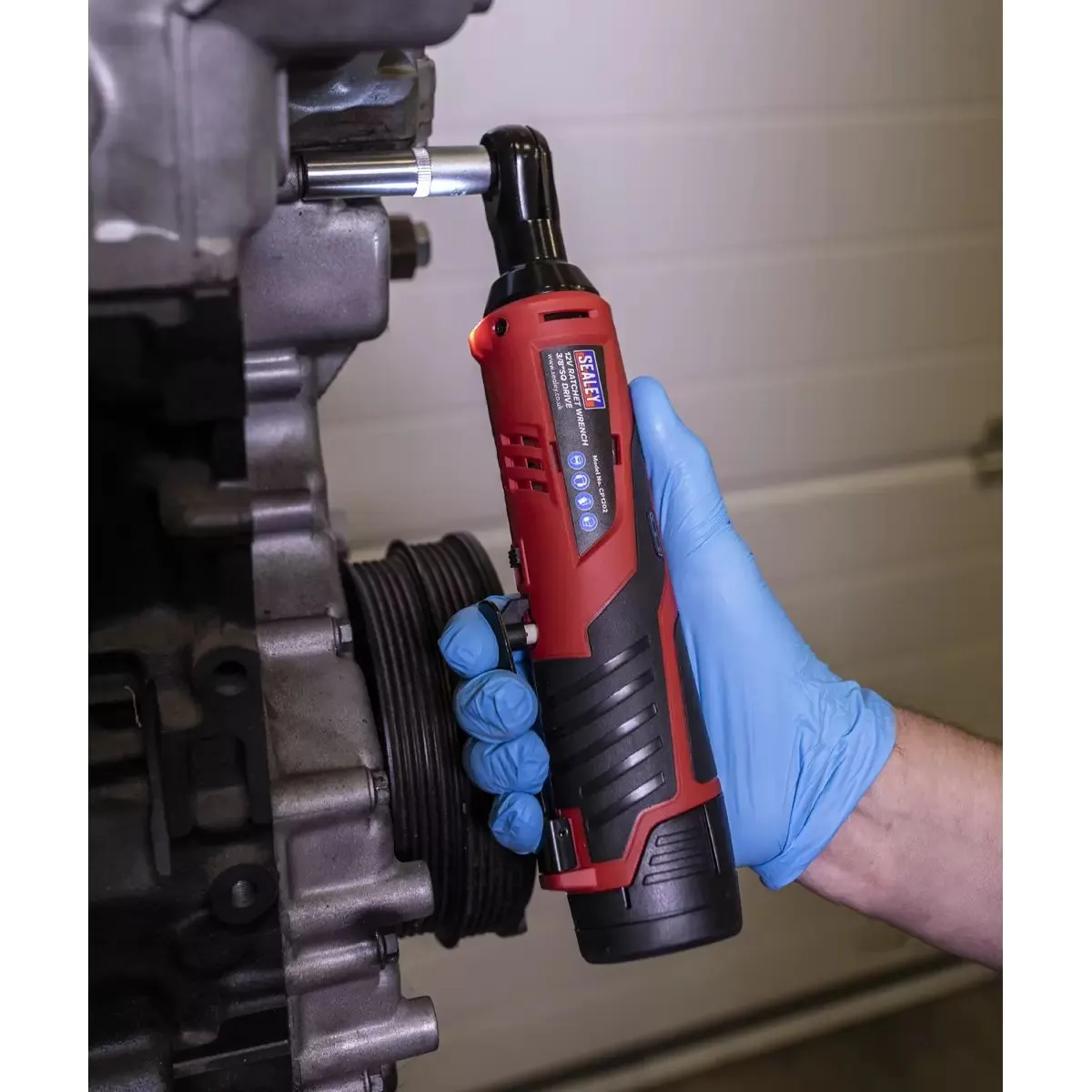 Sealey CP1202KIT 12V Ratchet Wrench Kit 3/8Sq Drive with 2 Batteries & Charger