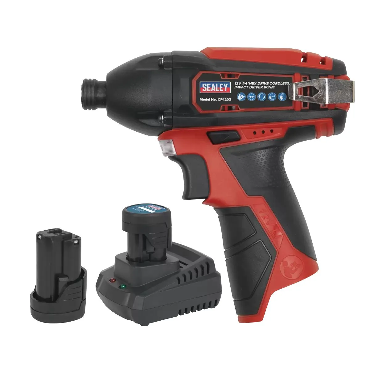 Sealey CP1203KIT 12V Impact Driver Kit 1/4 Hex Drive with 2 Batteries