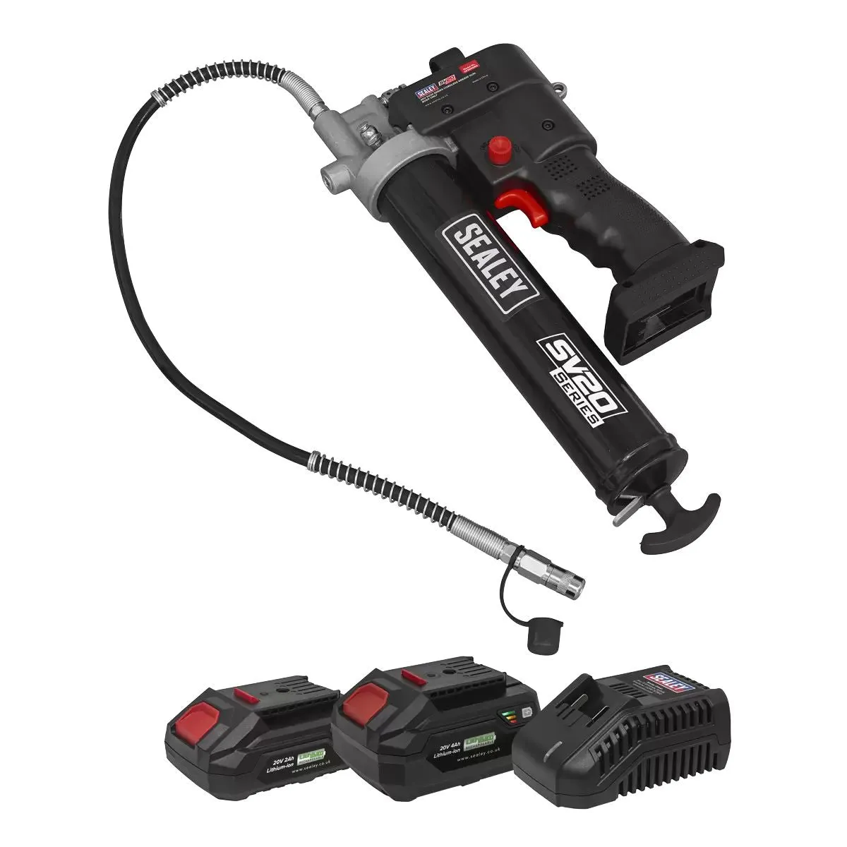 Sealey CP20VGRGKIT Grease Gun Kit 20V -2 Batteries