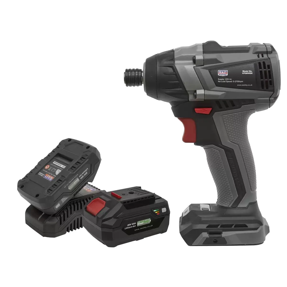 Sealey CP20VIDXKIT 20V Brushless Impact Driver Kit 1/4Hex with 2 Batteries & charger