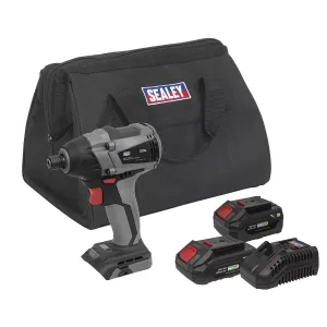 Sealey CP20VIDXKIT 20V Brushless Impact Driver Kit 1/4Hex with 2 Batteries & charger