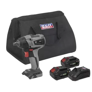 Sealey CP20VIWXKIT 20V Brushless Impact Wrench Kit 1/2Sq Drive with 2 x 4.0Ah Battery & Charger in Bag