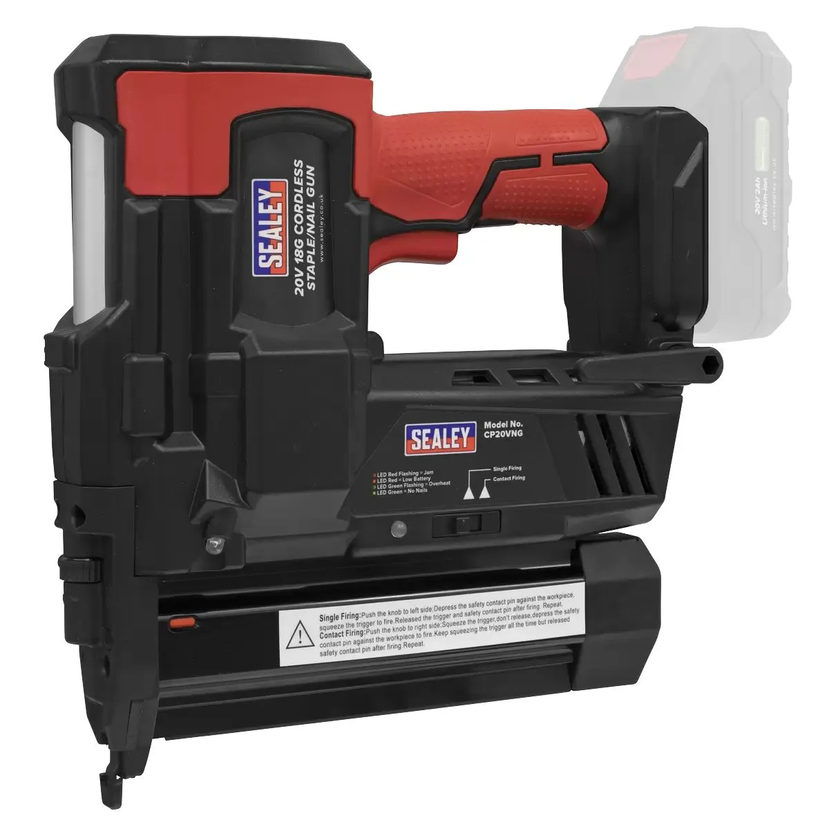 Sealey CP20VNG 20V Cordless Staple 18G Nail Gun Body Only