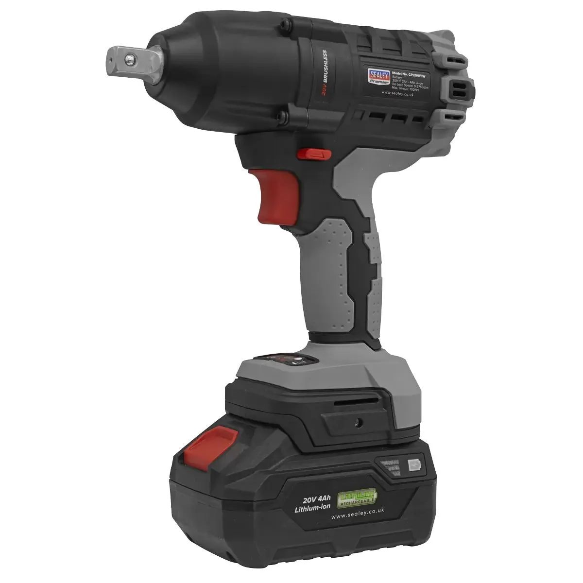 Sealey CP20VPIWKIT1 20V Brushless 1/2Sq Drive Impact Wrench Kit with Battery & Charger