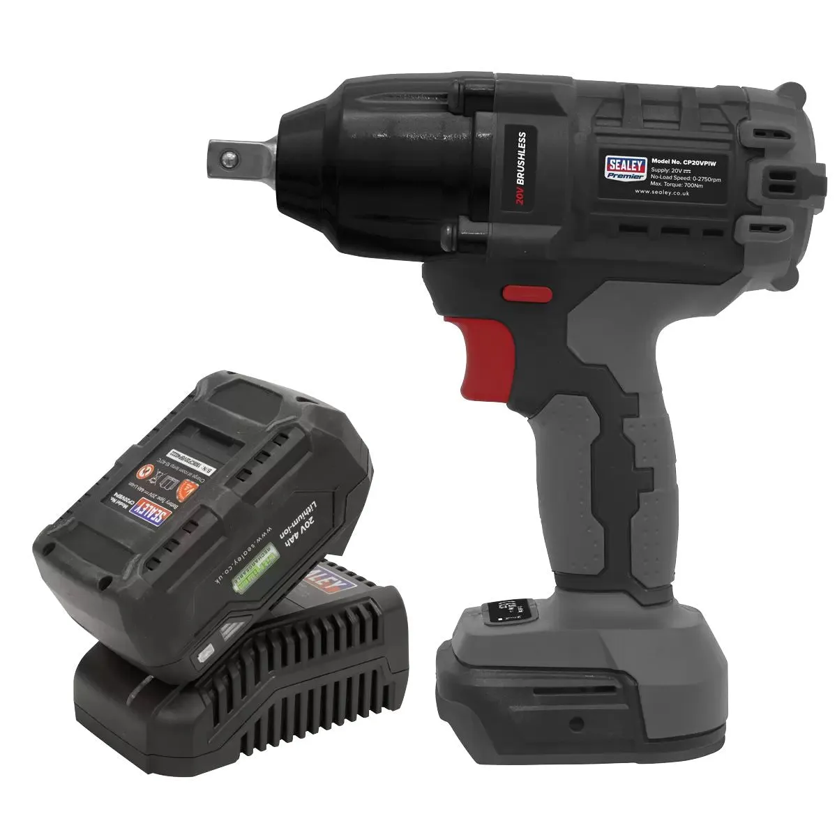 Sealey CP20VPIWKIT1 20V Brushless 1/2Sq Drive Impact Wrench Kit with Battery & Charger