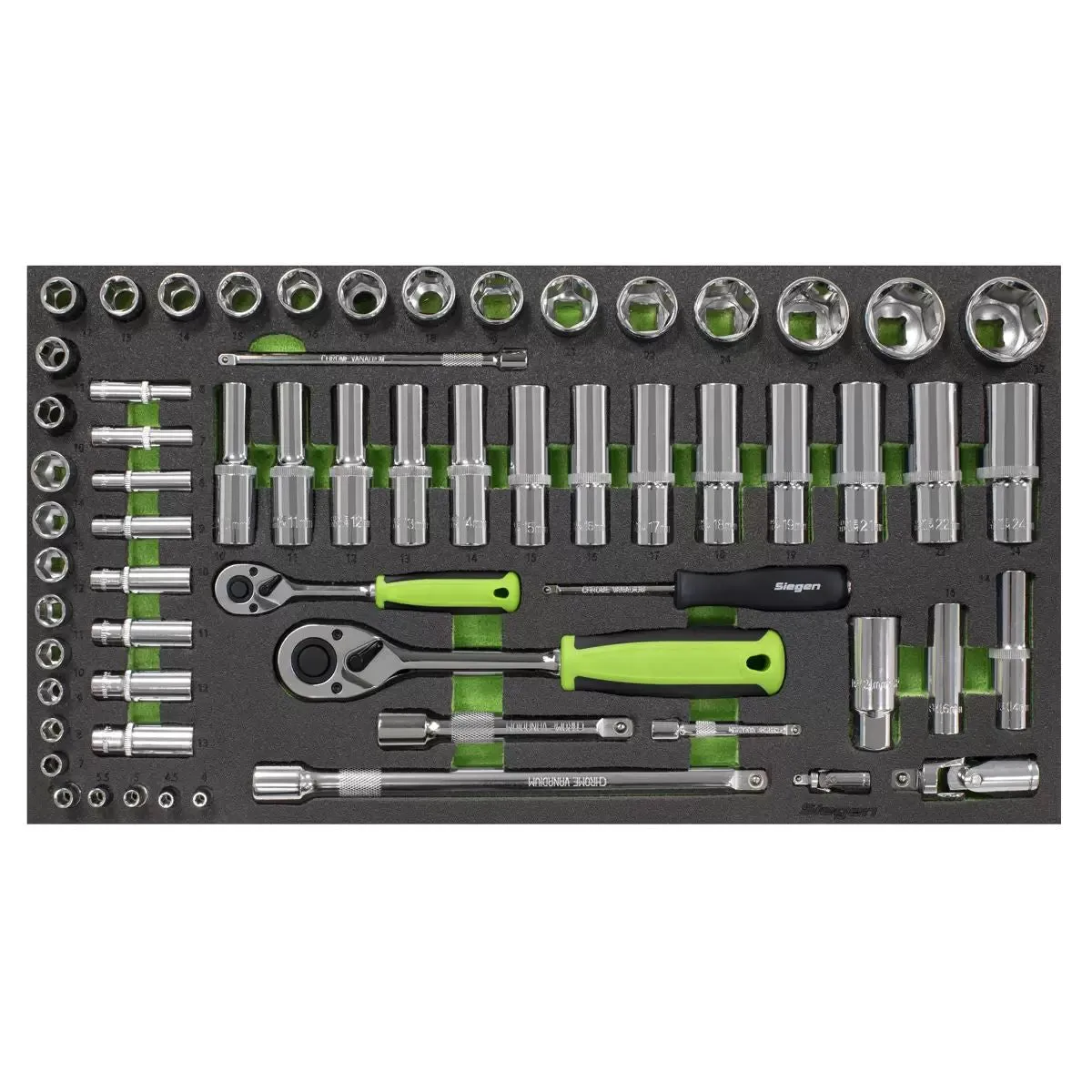 Sealey S01271 Siegen Socket Set with Tool Tray 1/4 & 1/2Sq Drive 62pc